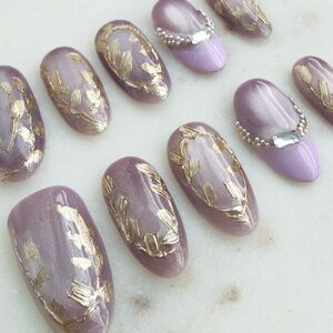 Purple Almond Press On Nails